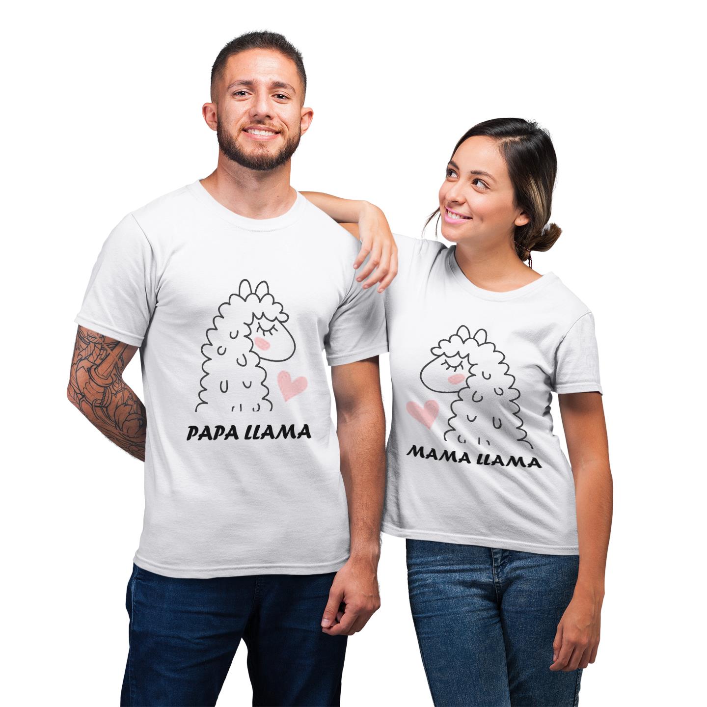 Papa Mama Llama His And Her Shirt For Couples Lover Matching T-shirt