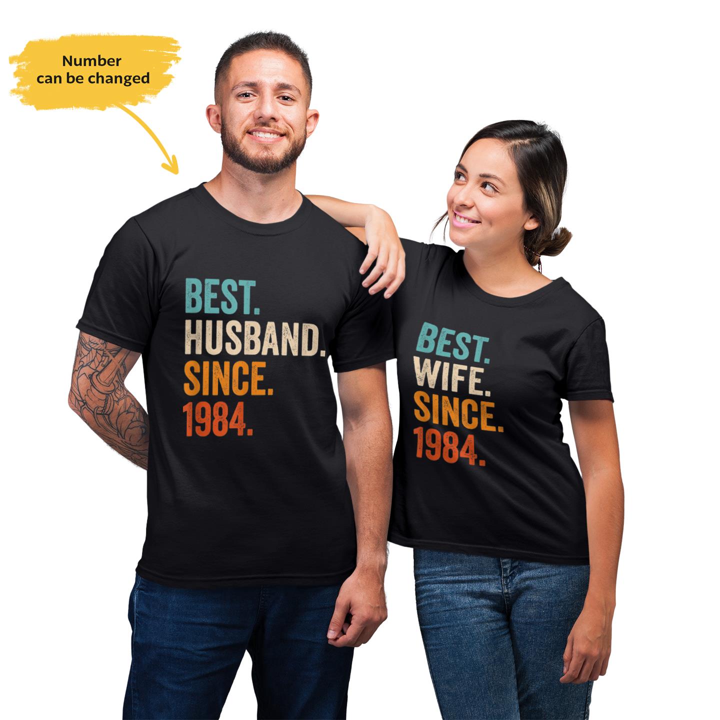 Personalized Best Husband Since 1984  Custom Number For Couple Lover Gift T-shirt