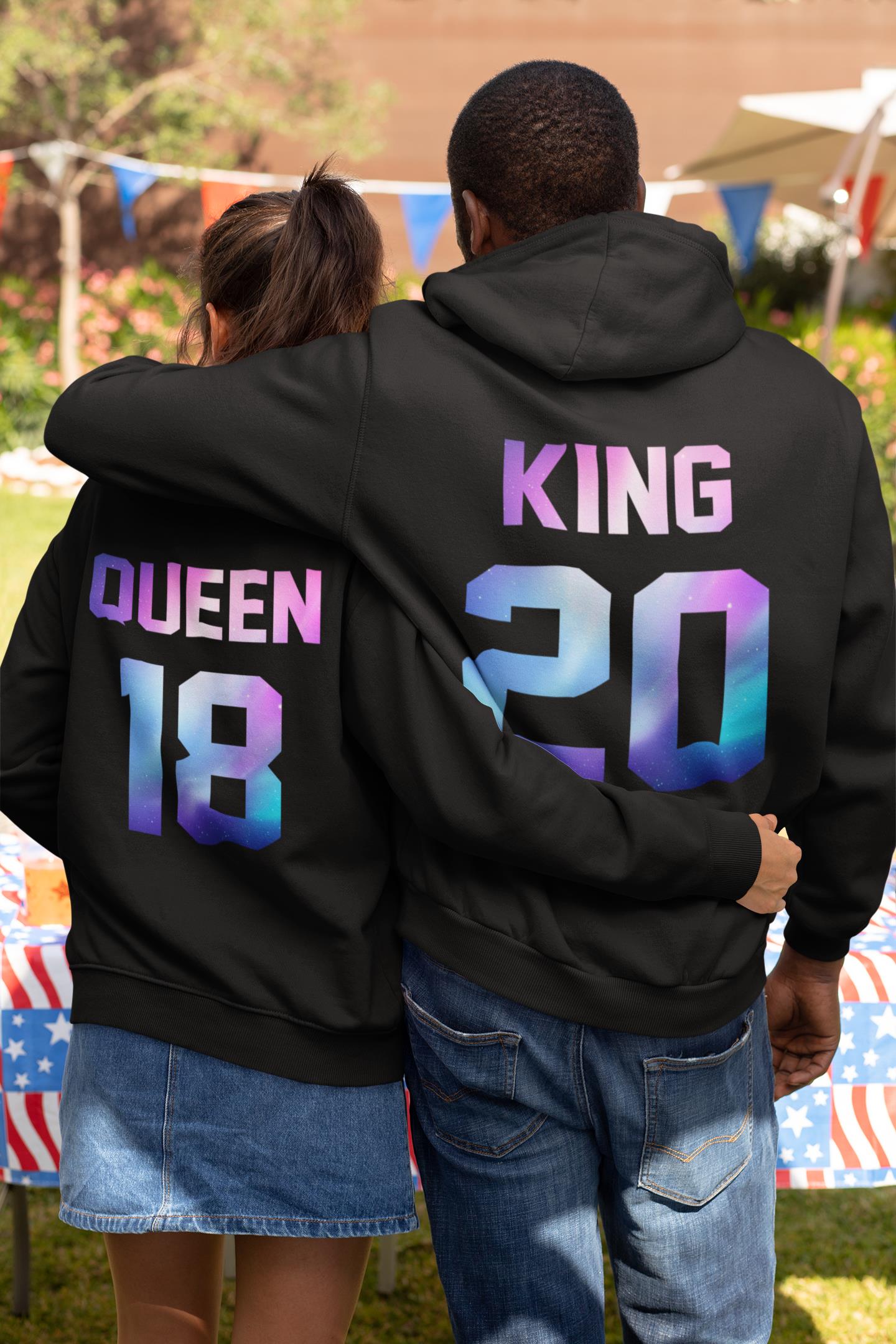 Personalized King and Queen Custom Number For Lovely Couple Matching Hoodies