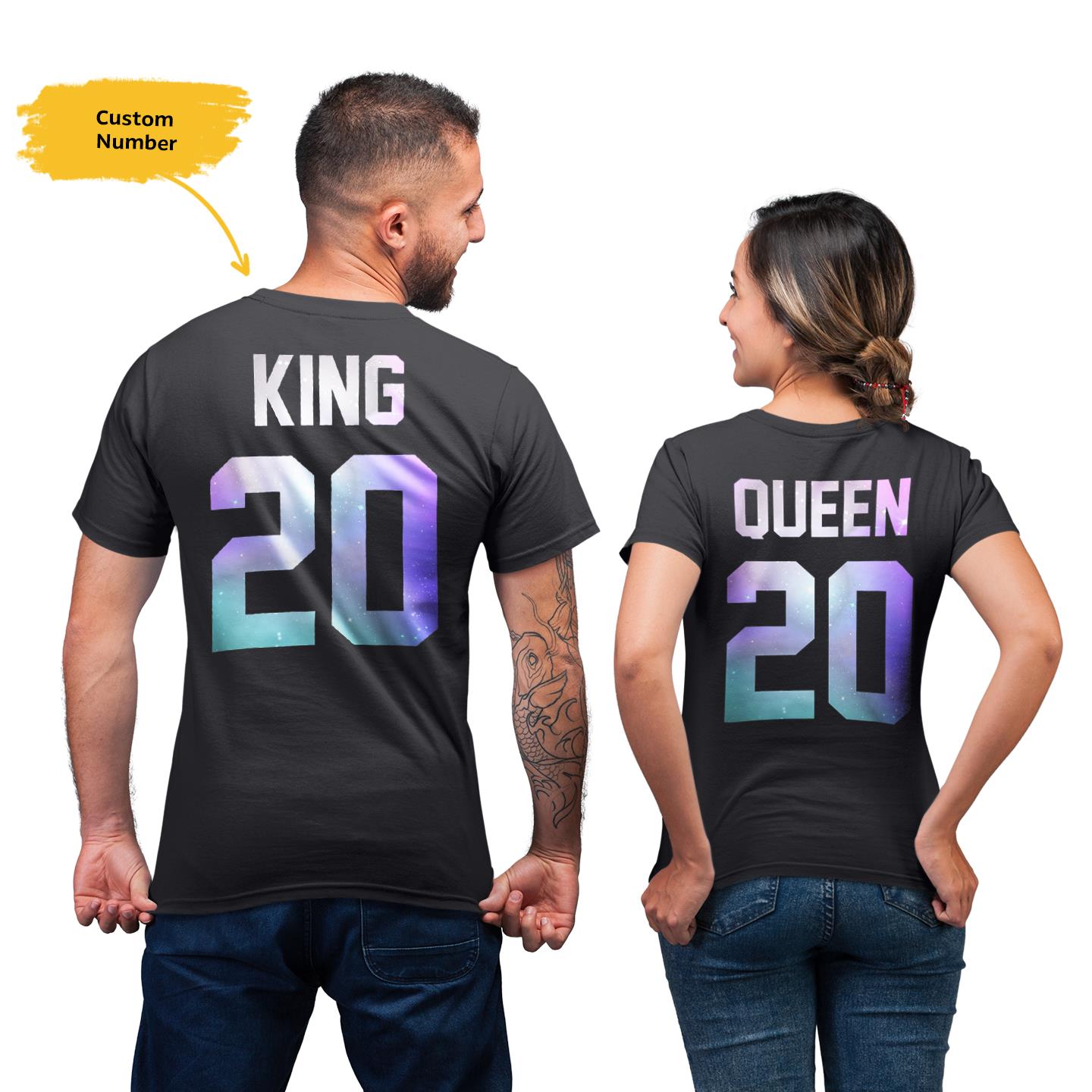 Personalized King and Queen Custom Number For Lovely Couple Matching T-Shirt