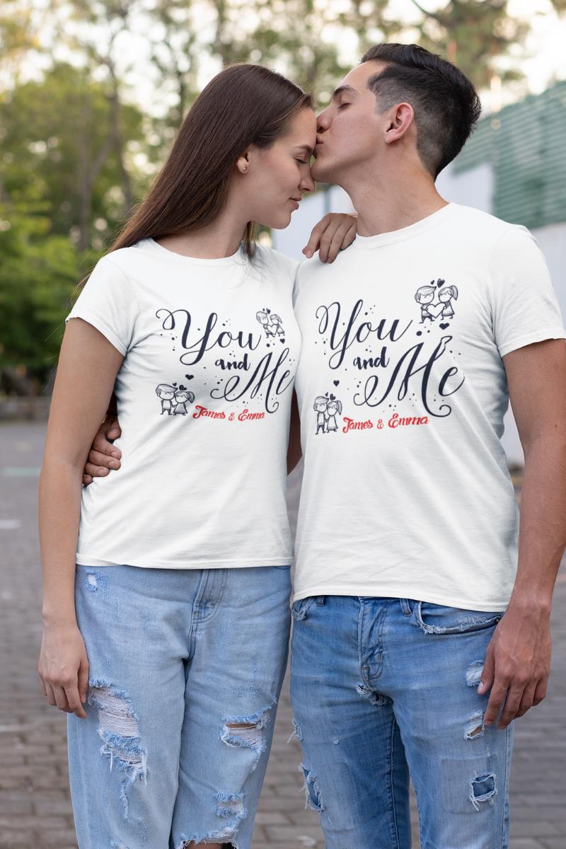 Personalized You & Me Custom Name Matching Couple T-Shirt