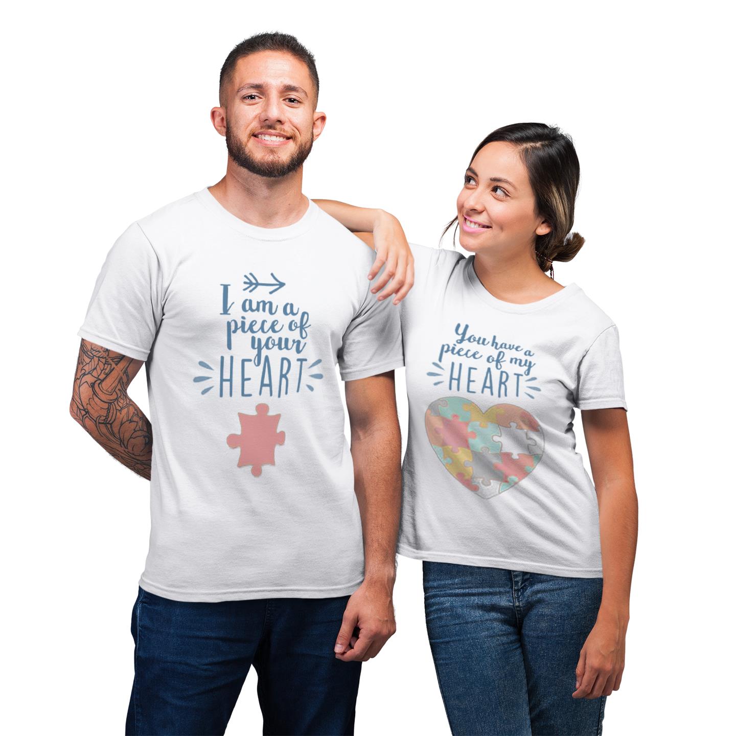 Piece Of Heart For Couple Jigsaw Puzzles Matching His And Hers Gift T-Shirt