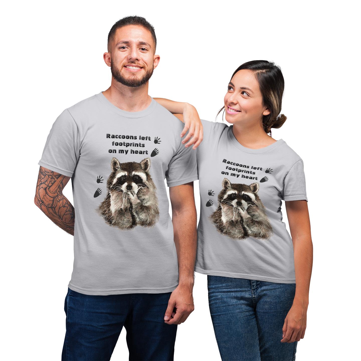 Raccoons Left Footprints On My Heart Humor Quote For Lover Gift T-Shirt