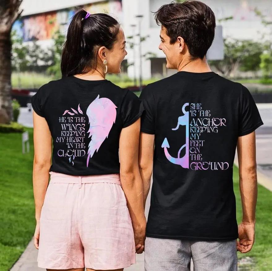 She Is The Anchor And He Is The Wings T-Shirts Couple  For Lovers
