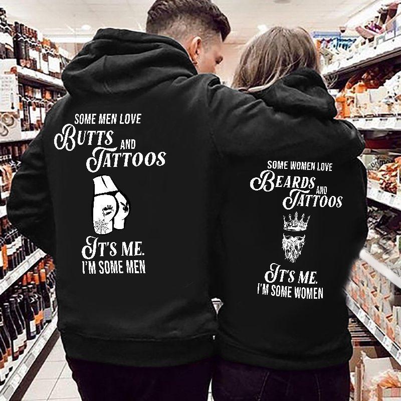 Some Man Love Butts And Tattoos/Some Woman Love Beard And Tattoos Hoodie For Matching Couple