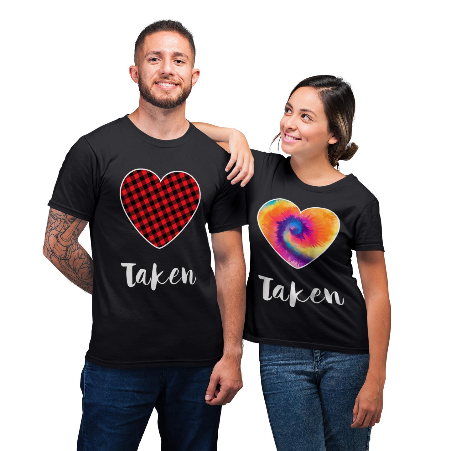 Sorry I?m Taken Red Plaid Tie Dye In Love Shirt For Couples Lover Matching T-shirt