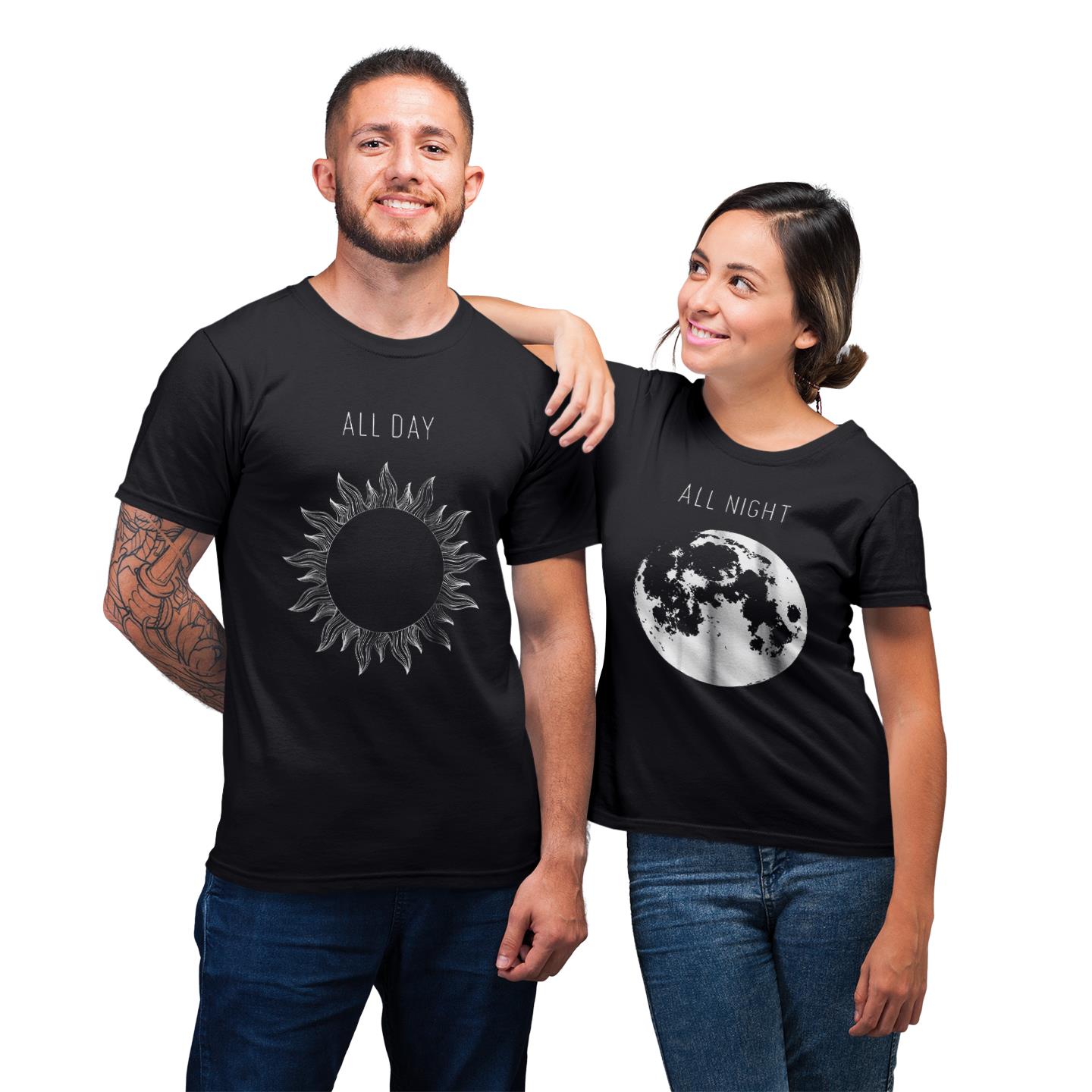 Sun and Moon All day All Night Gifts For Couples T-Shirt