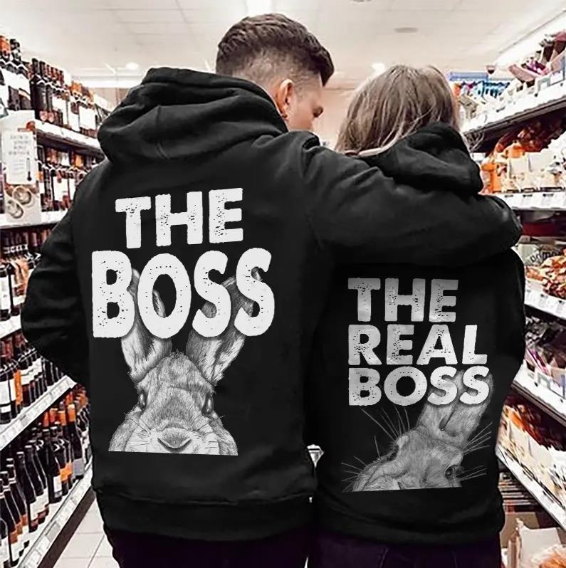 The Boss & The Real Boss Hoodie Gifts For Couple Lover Matching