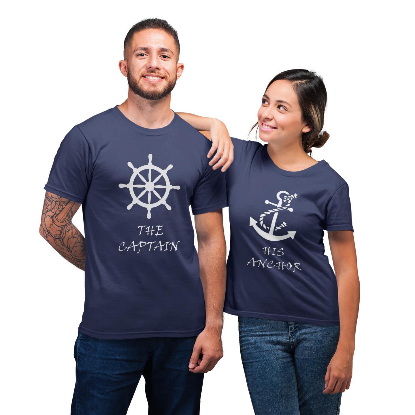 The Captain His Anchor Matching Couples T-Shirts