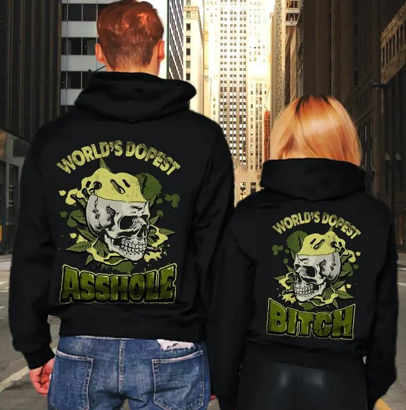 World?s Dopest Asshole & World?s Dopest Bitch Clover Hoodie For Matching Couple