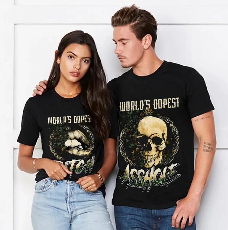 World?s Oopest Asshole & World?s Oopest Bitch Couples T-Shirts  For Lovers