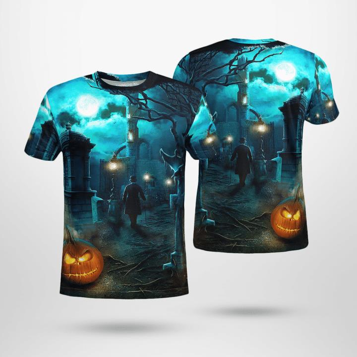 Halloween Midnight Gentleman Pumpkin Spooky 3D T-Shirt