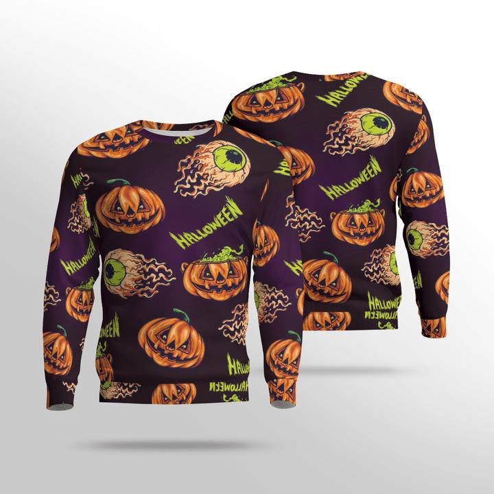 Scary Flying Eyeball Pumpkins Halloween Spooky 3D Aop Sweatshirt