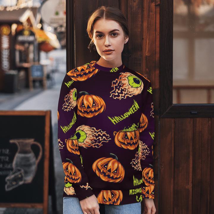 Scary Flying Eyeball Pumpkins Halloween Spooky 3D Aop Sweatshirt 1