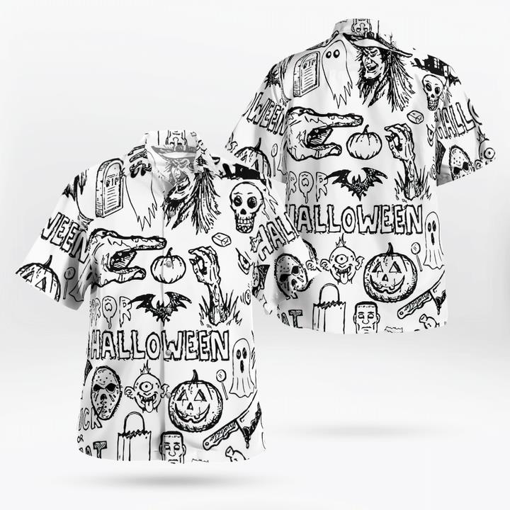 Scary Halloween Icon Spooky 3D Hawaii Shirt