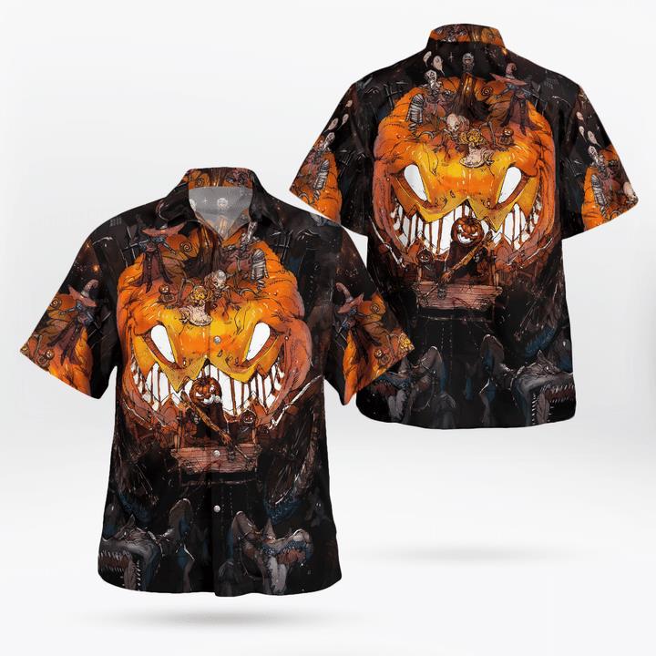 Scary Night Halloween Zombie Pumpkin Rising Haunted Spooky 3D Hawaii Shirt