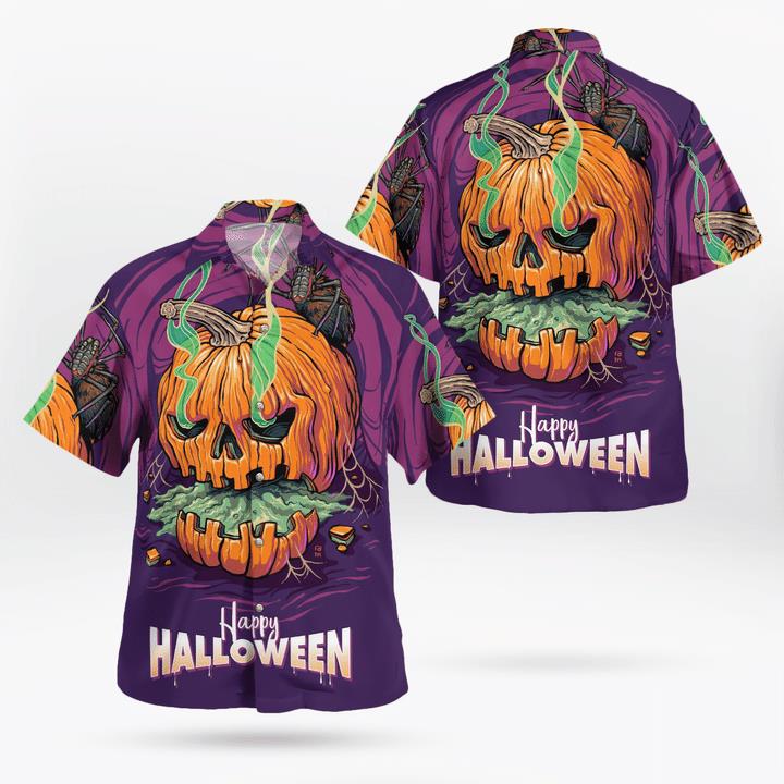 Scary Pumpkin Spider Happy Halloween Spooky 3D Hawaii Shirt