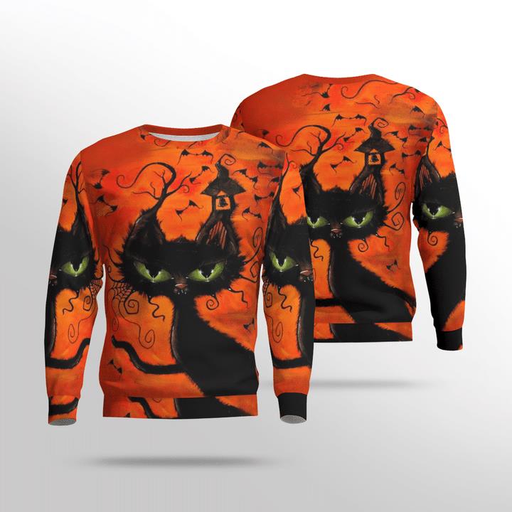 Weird Black Cat At Night Spooky 3D Aop Sweatshirt