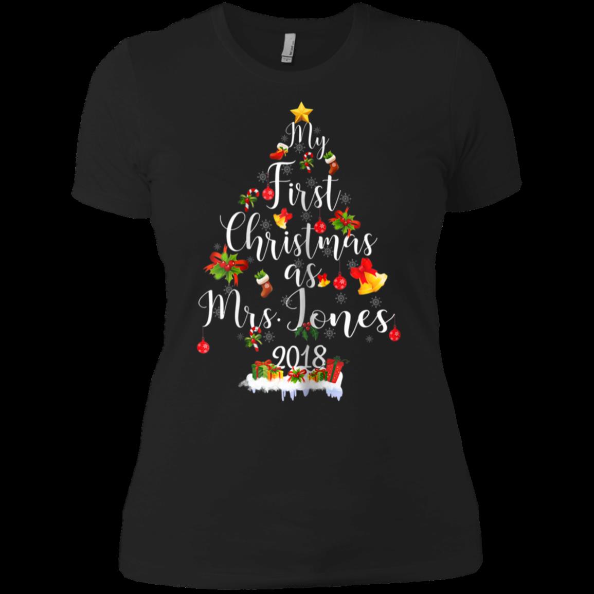 My First Christmas As Mrs. Jones Shirt Newlywed Bride Gifts Ladies’ Boyfriend Shirt