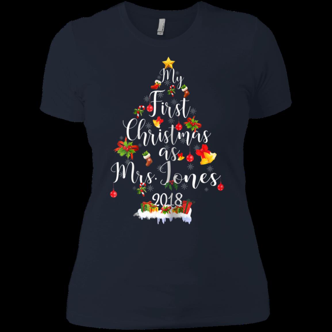 My First Christmas As Mrs. Jones Shirt Newlywed Bride Gifts Ladies’ Boyfriend Shirt 1