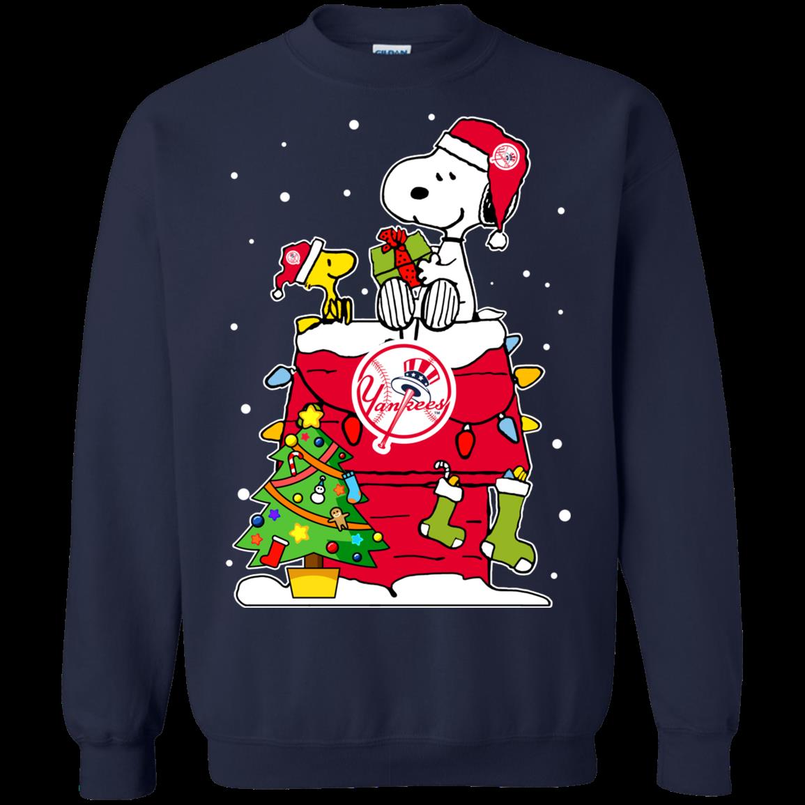 New York Yankees Ugly Christmas Sweaters Snoopy T Shirt Hoodies Sweatshirt 1