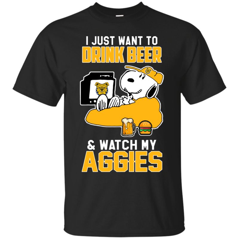 North Carolina A&t Aggies Snoopy Shirts Just Want To Drink Beer & Watch