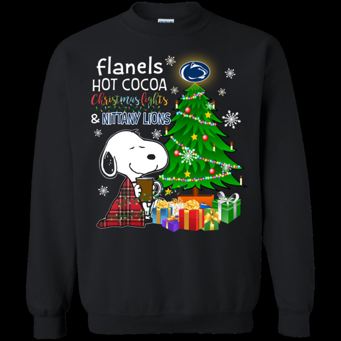 Penn State Nittany Lions Snoopy Ugly Christmas Sweater Flanels Hot Cocoa