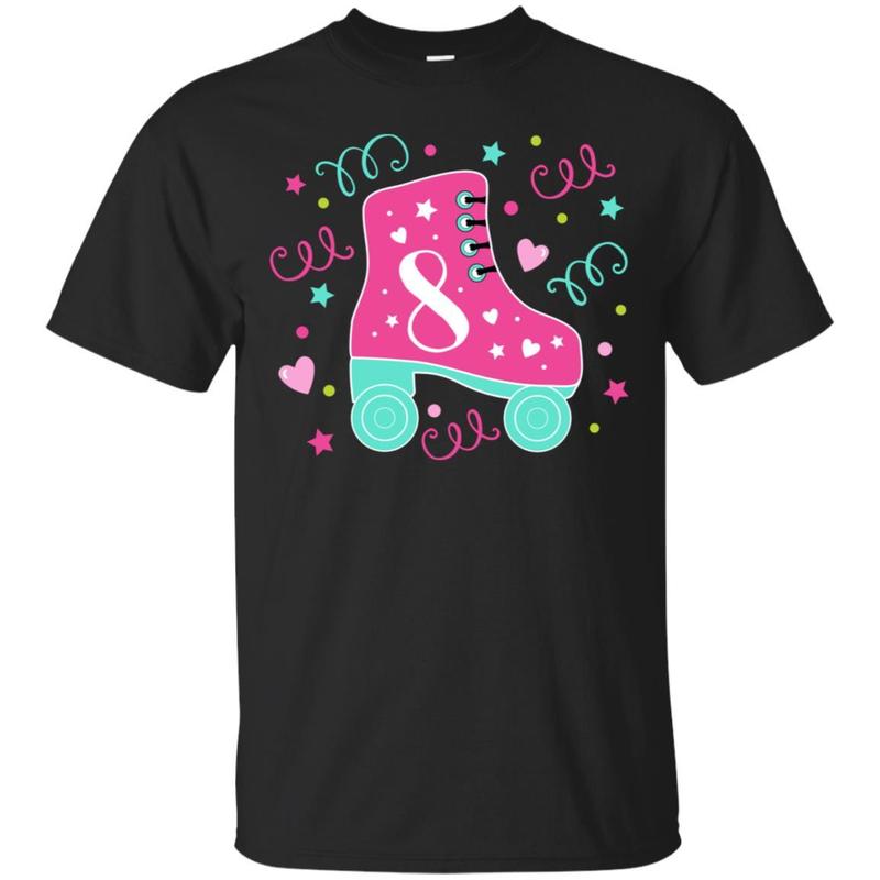 Pink Girl Roller Skate Shirt – 8 Year Old – 8th Birthday