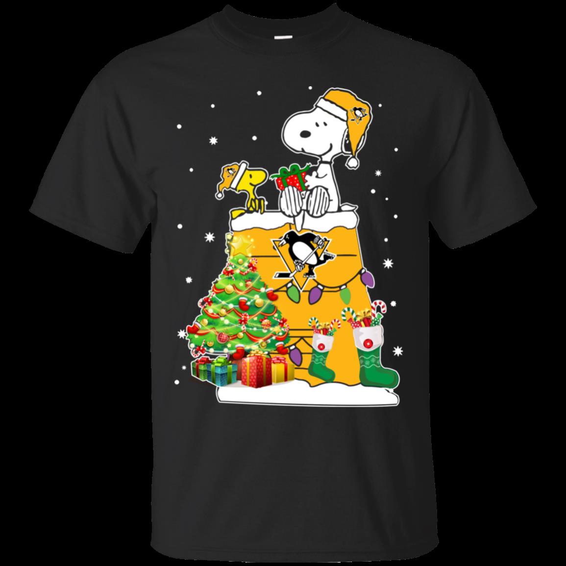 Pittsburgh Penguins Snoopy & Woodstock Christmas Shirt Cotton Shirt
