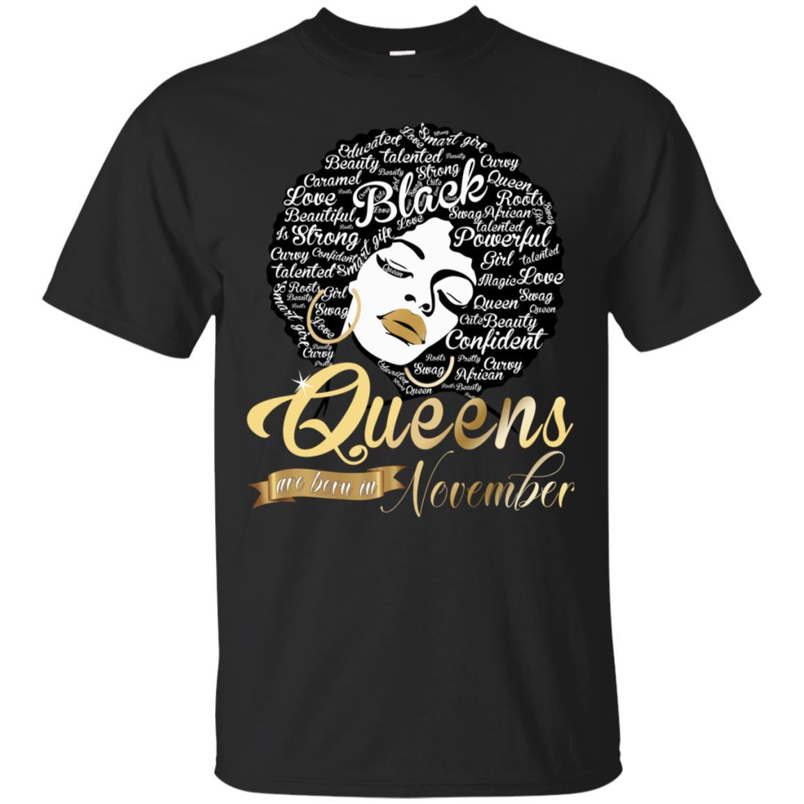 Queens Are Born In November – Afro Word Art Natural Hair Tee