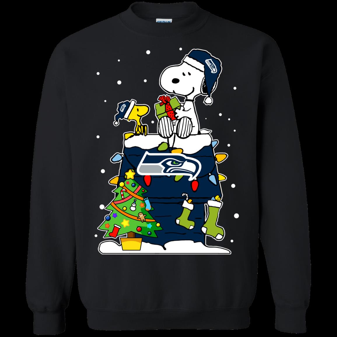 Seattle Seahawks Snoopy Dog Ugly Christmas Sweater - Listentee