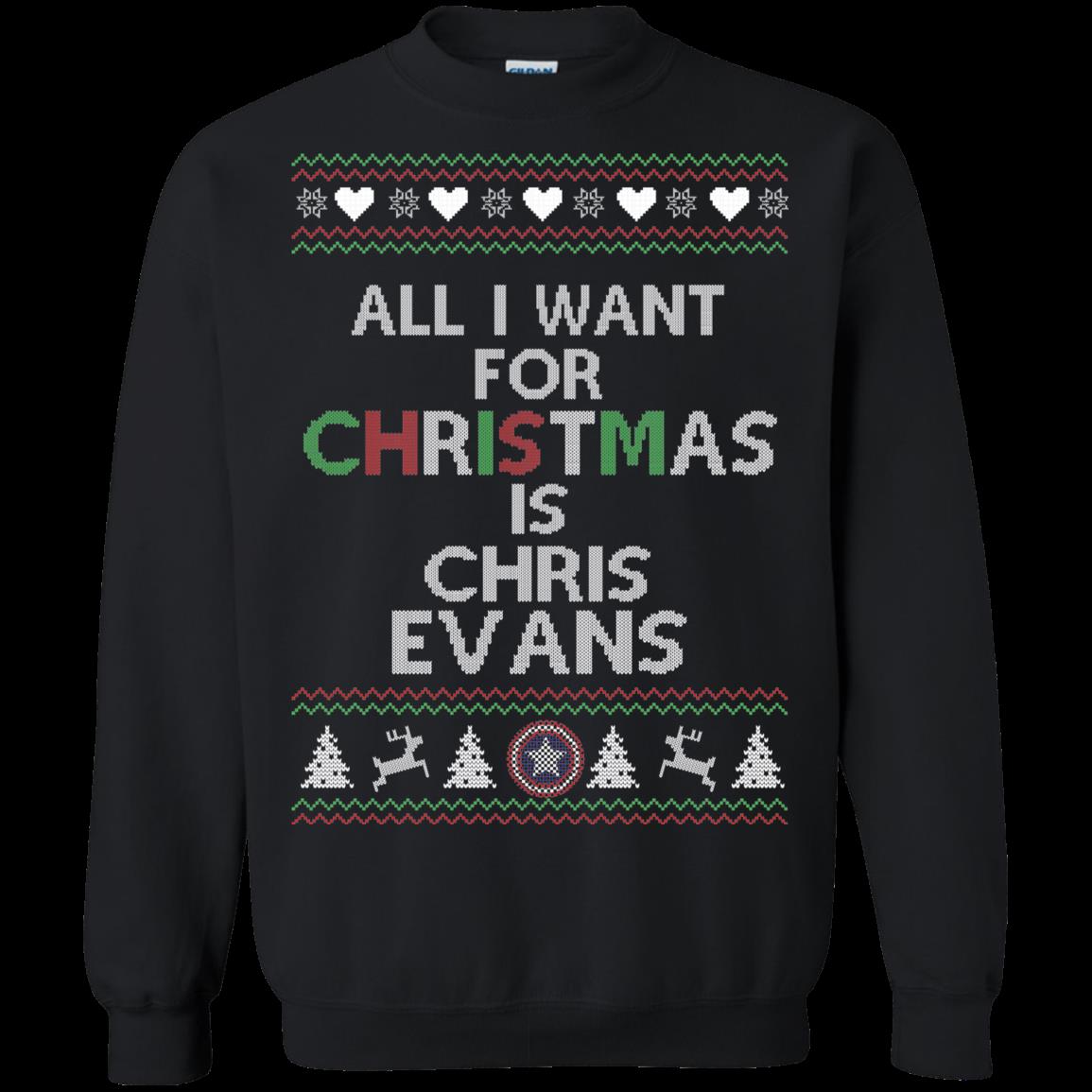 S Ugly Christmas Captain America Shirts All I Want For Christmas Is Chris Evans T Shirt Hoodies Sweatshirt