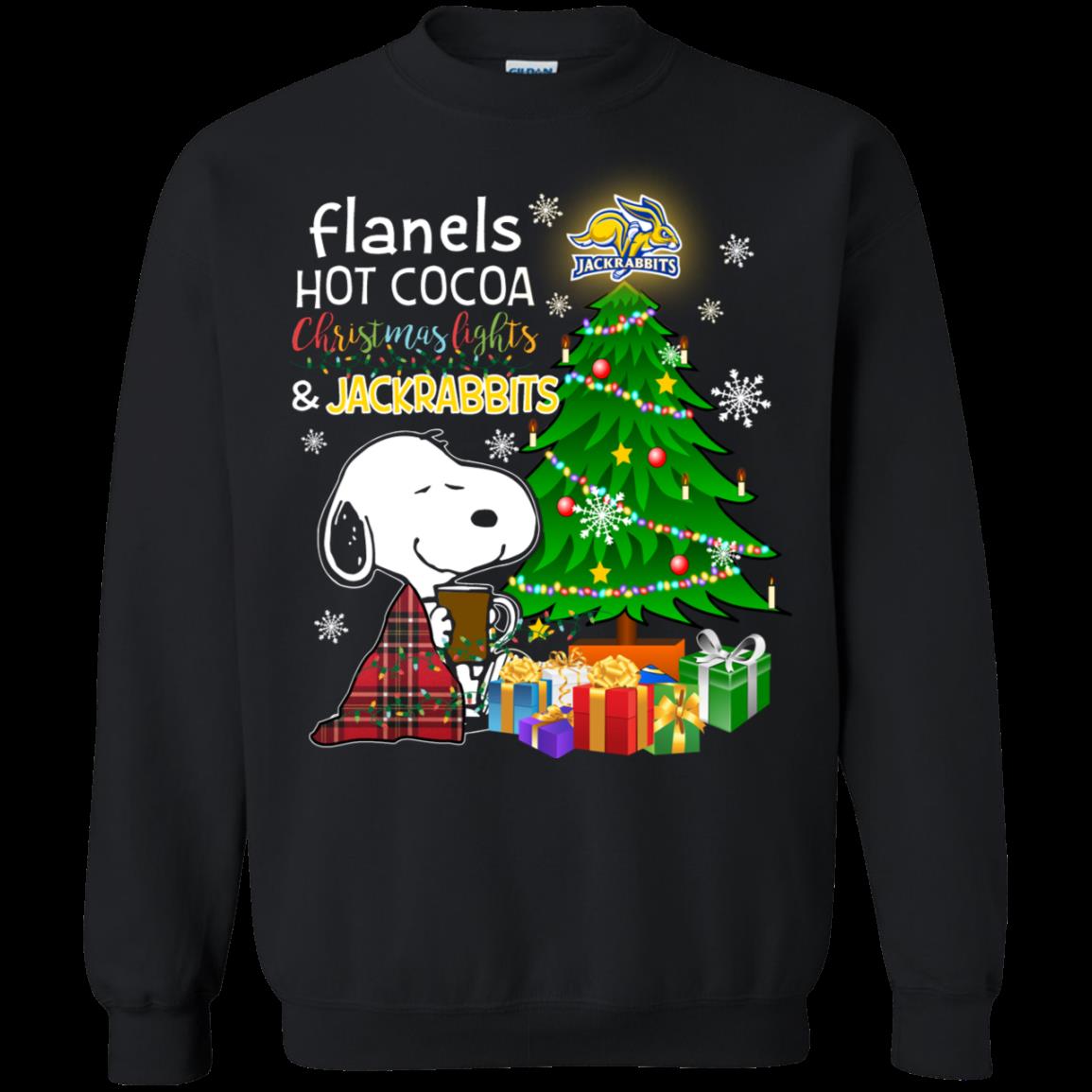 South Dakota State Jackrabbits Snoopy Ugly Christmas Sweater Flanels Hot Cocoa
