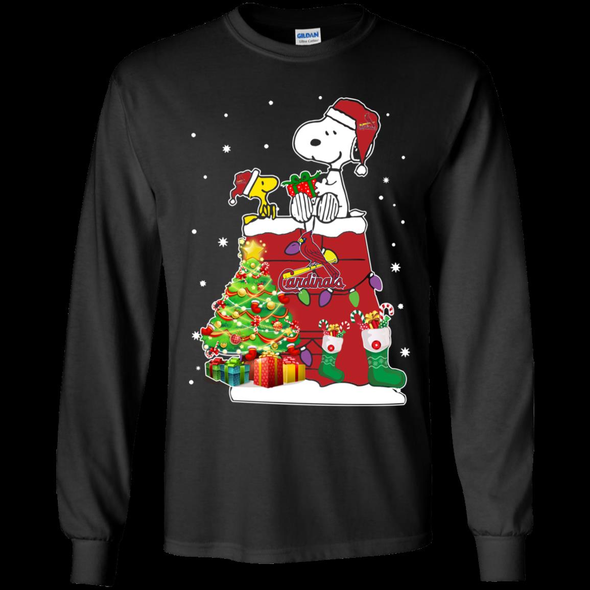 St Louis Cardinals Snoopy & Woodstock Christmas Shirt Youth Ls Shirt