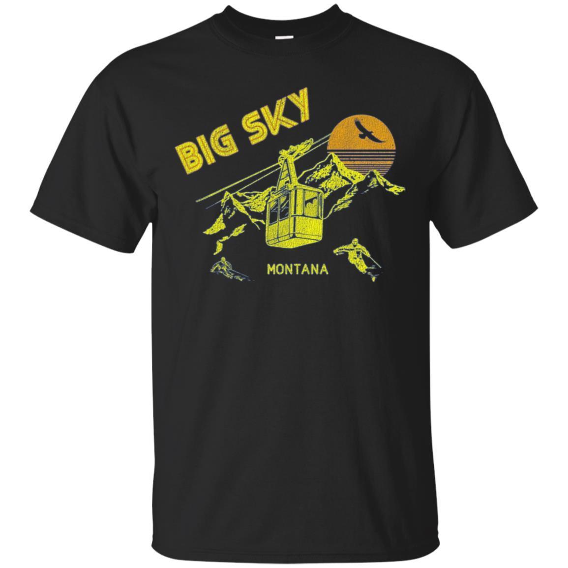 Big Sky Montana T-shirt Distressed Retro Skiing Tee