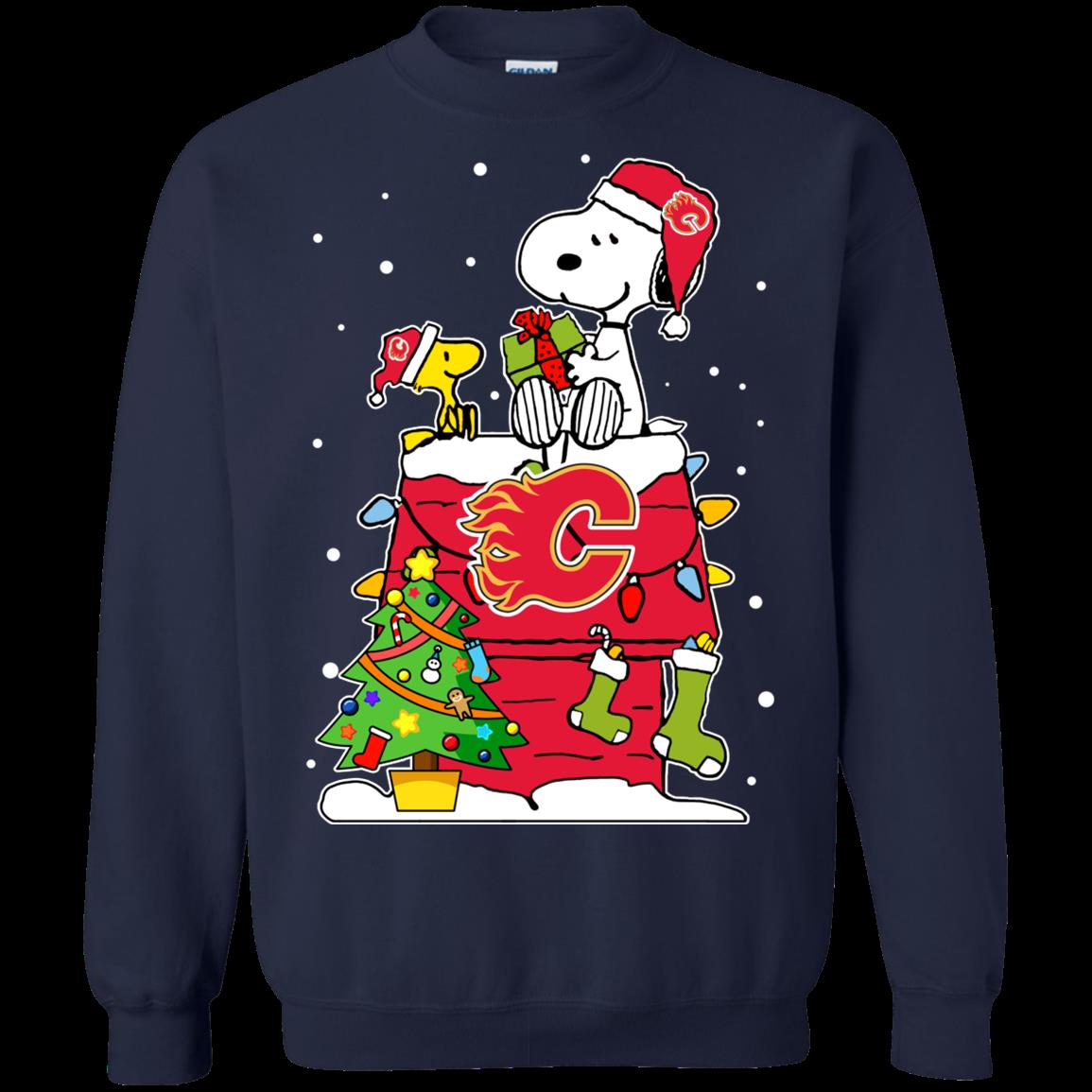 Calgary Flames Ugly Christmas Sweaters Snoopy Hoodies Sweatshirts 1