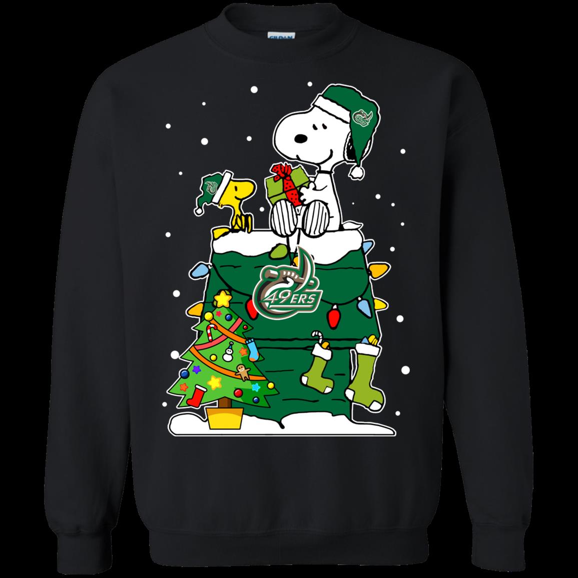 Charlotte 49ers Ugly Christmas Sweaters Snoopy Woodstock Hoodies Sweatshirts