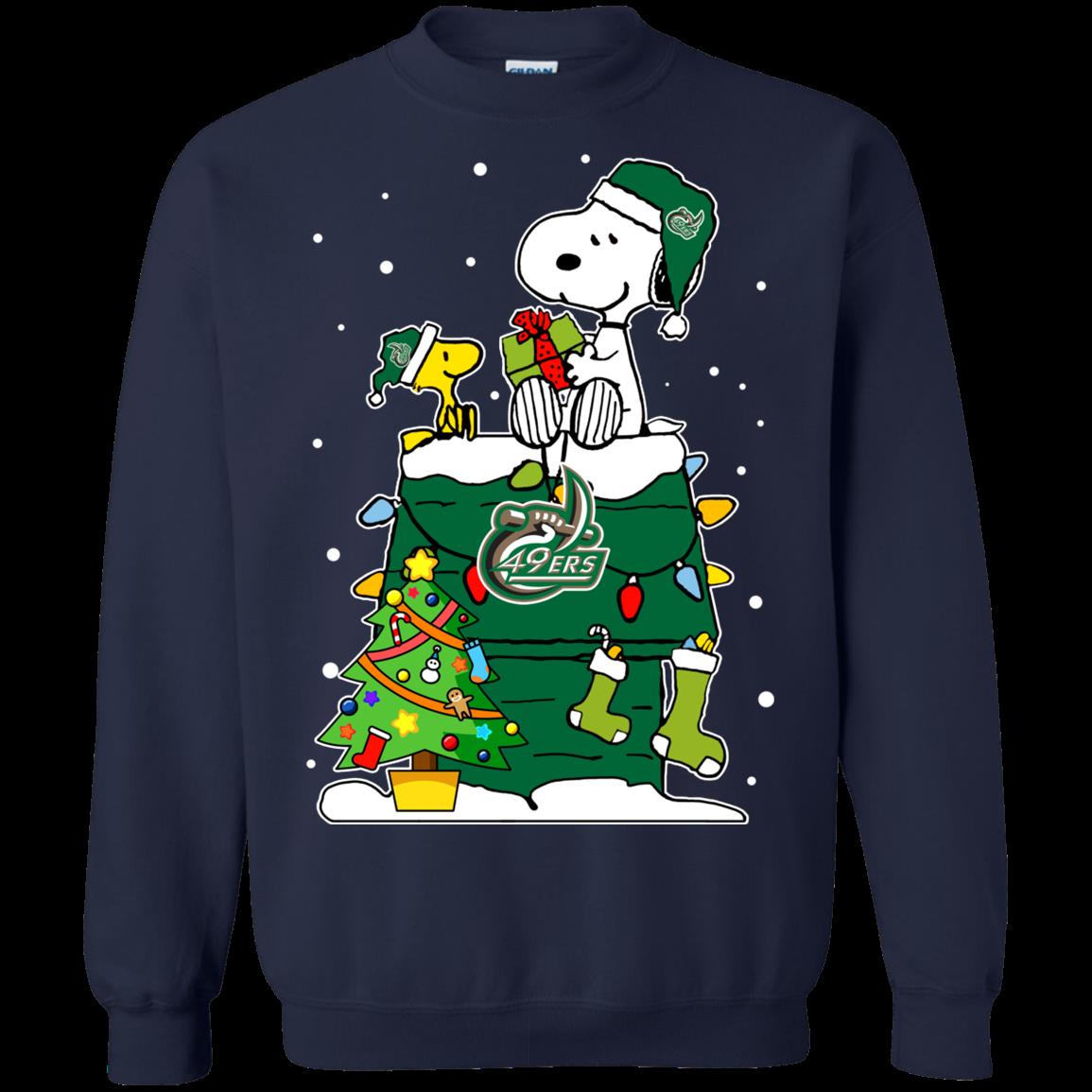 Charlotte 49ers Ugly Christmas Sweaters Snoopy Woodstock Hoodies Sweatshirts 1