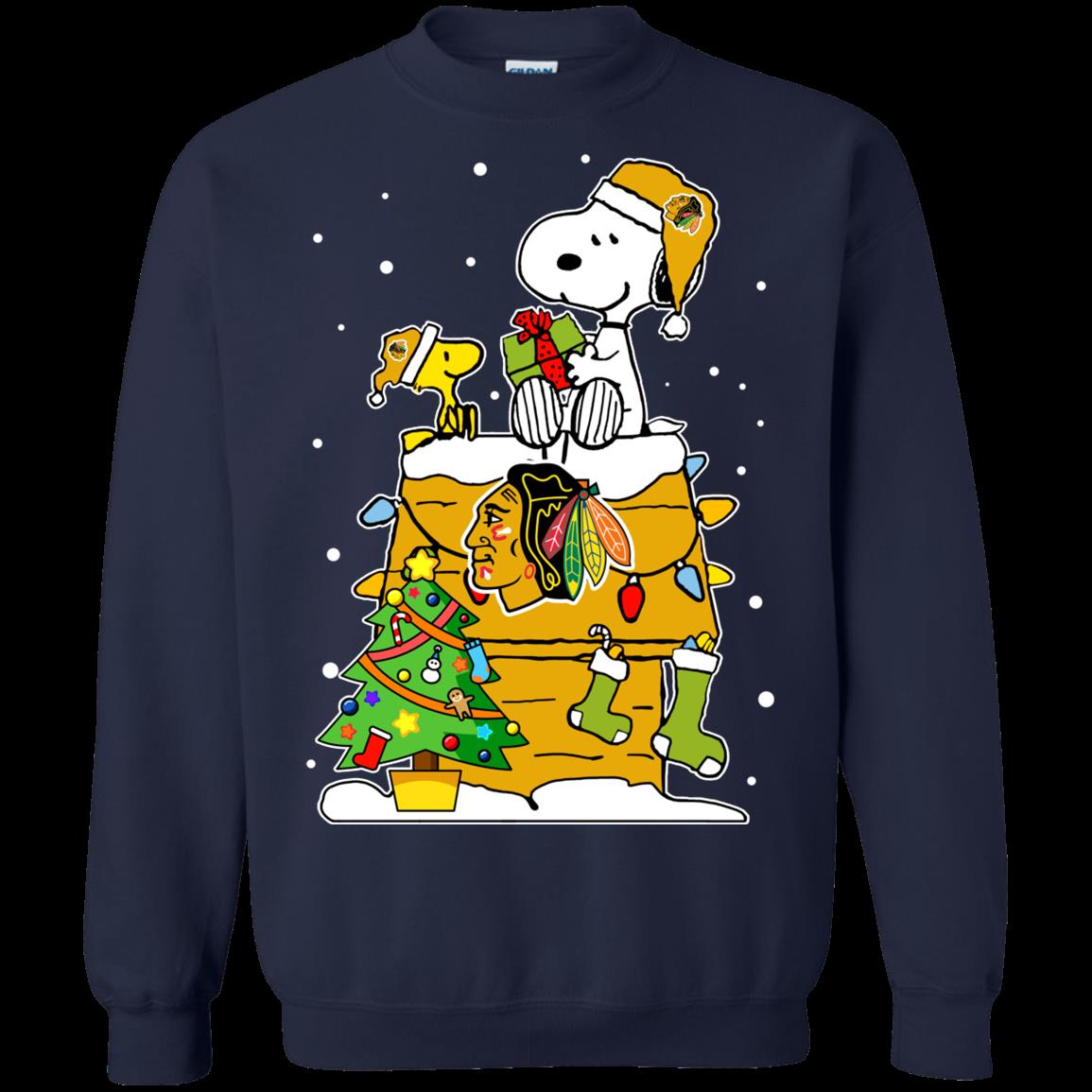 Chicago Blackhawks Ugly Christmas Sweaters Snoopy T Shirt Hoodies Sweatshirt 1