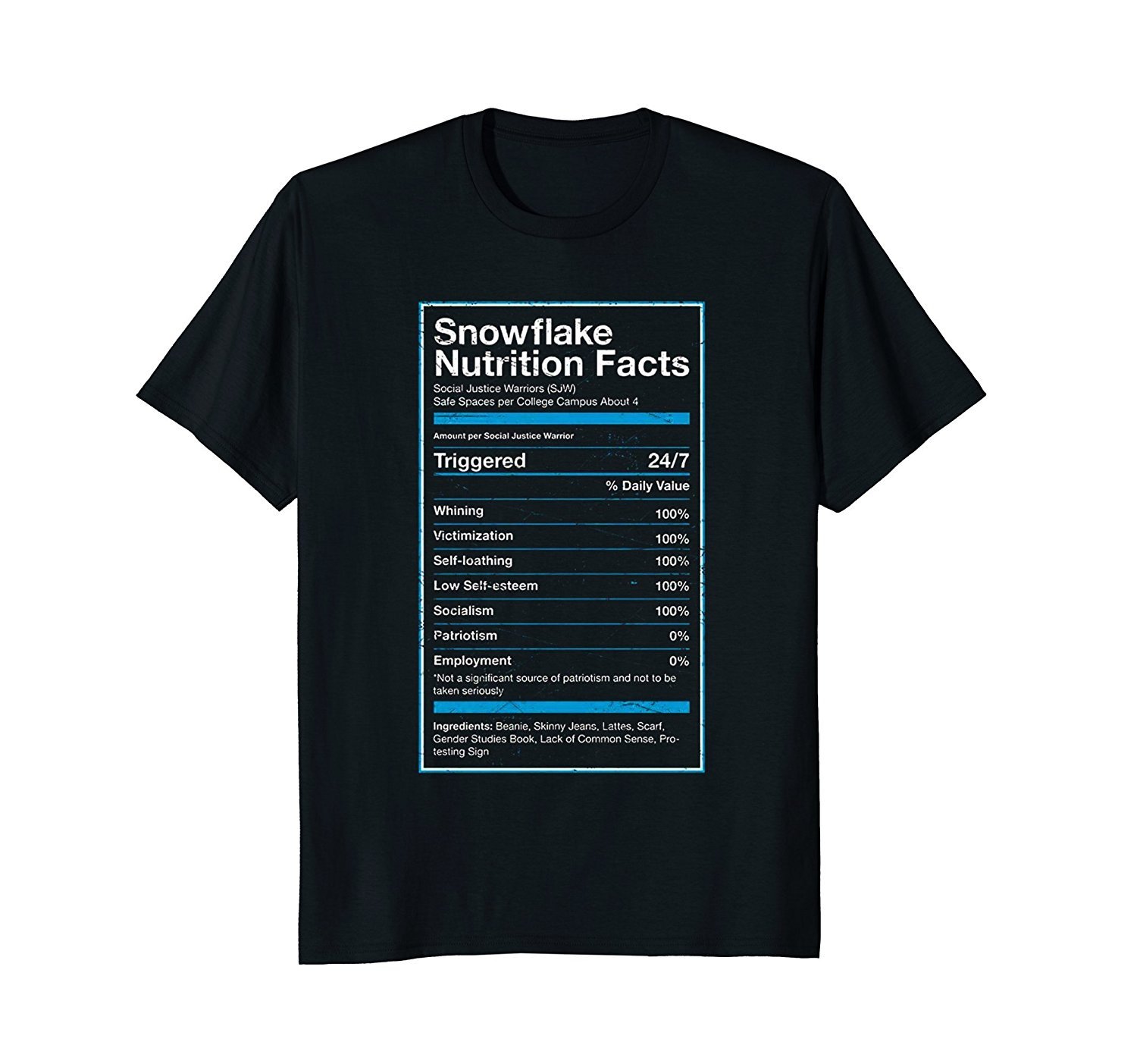 Snowflake Nutrition Facts T Shirt Funny Political T Shirts