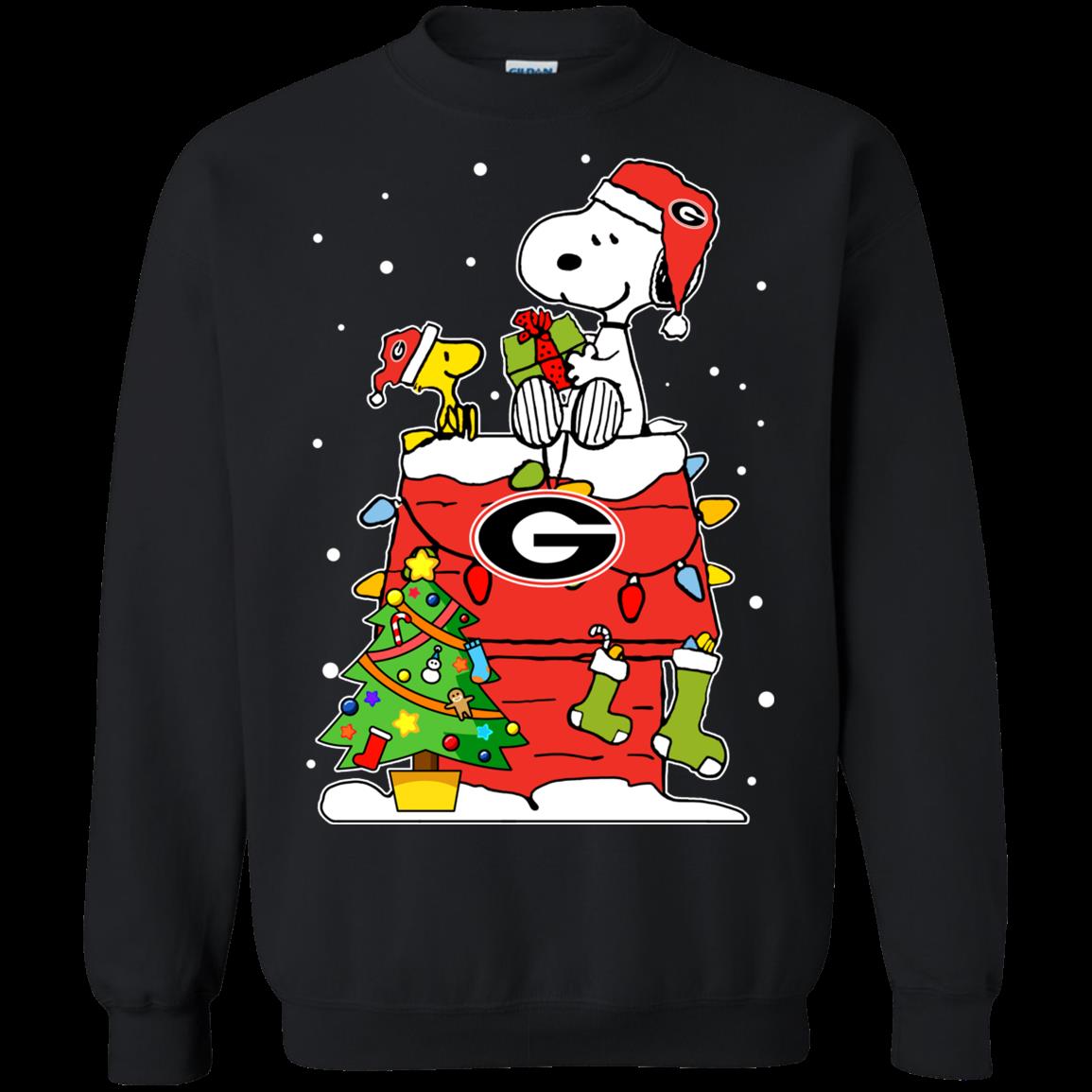 Georgia Bulldogs Ugly Christmas Sweaters Snoopy Woodstock Hoodies Sweatshirts