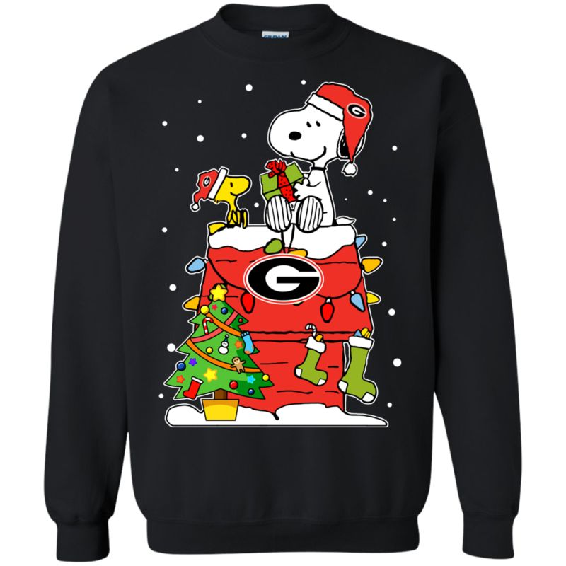 Georgia Bulldogs Ugly Christmas Sweaters Snoopy Woodstock T Shirt Hoodies Sweatshirt