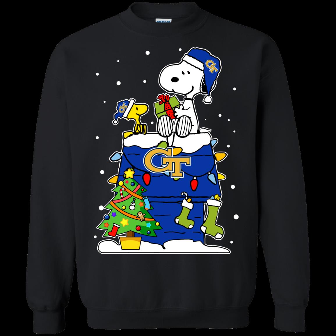 Georgia Tech Yellow Jackets Ugly Christmas Sweaters Snoopy Woodstock Hoodies Sweatshirts