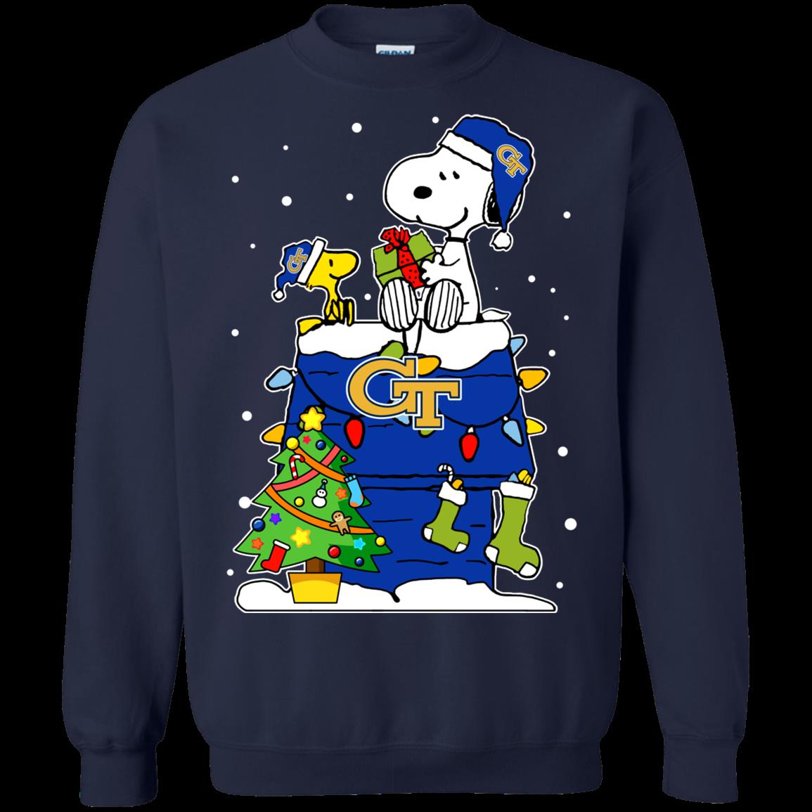 Georgia Tech Yellow Jackets Ugly Christmas Sweaters Snoopy Woodstock Hoodies Sweatshirts 1