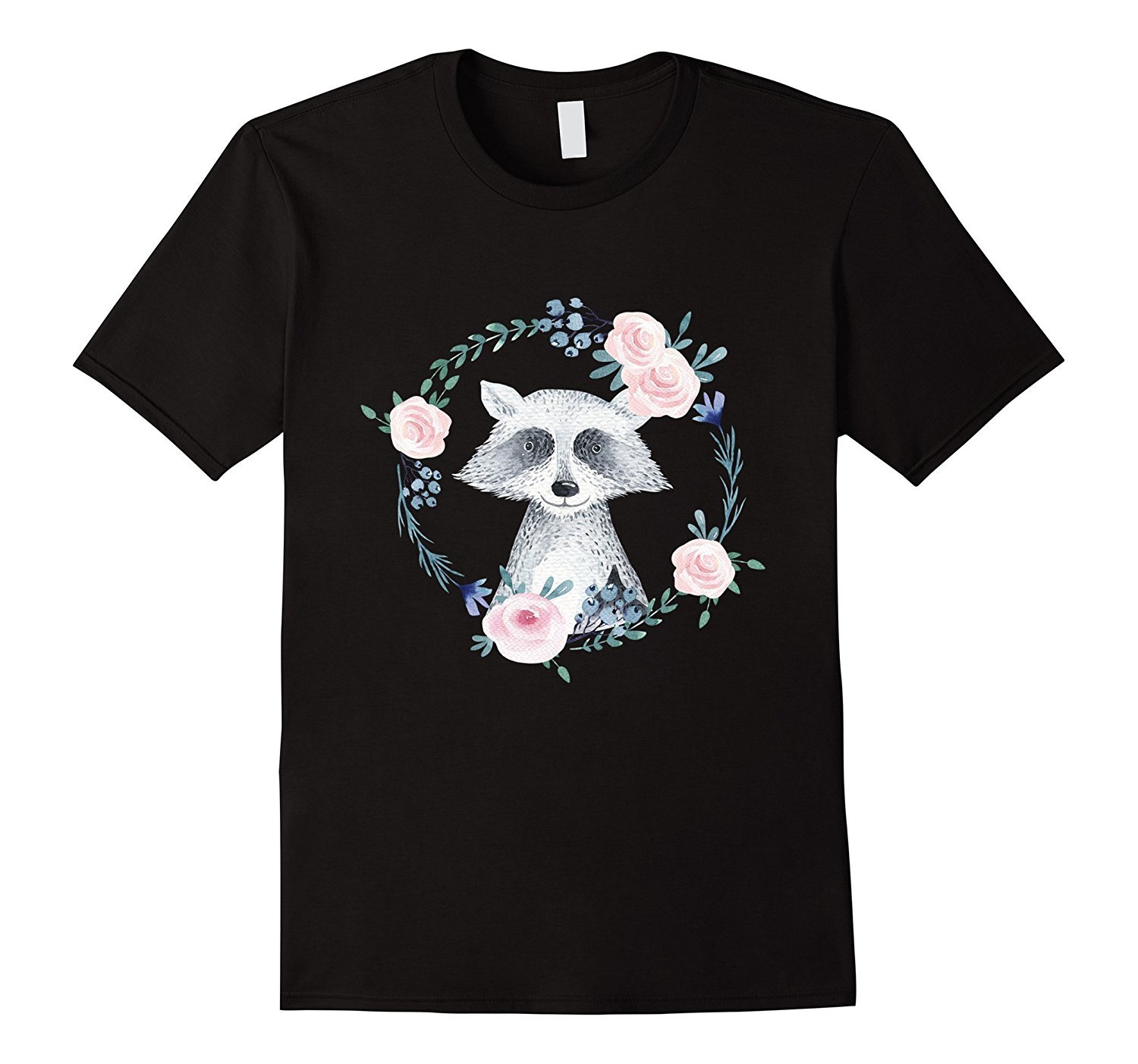 Cute Raccoon Flower Design T shirt