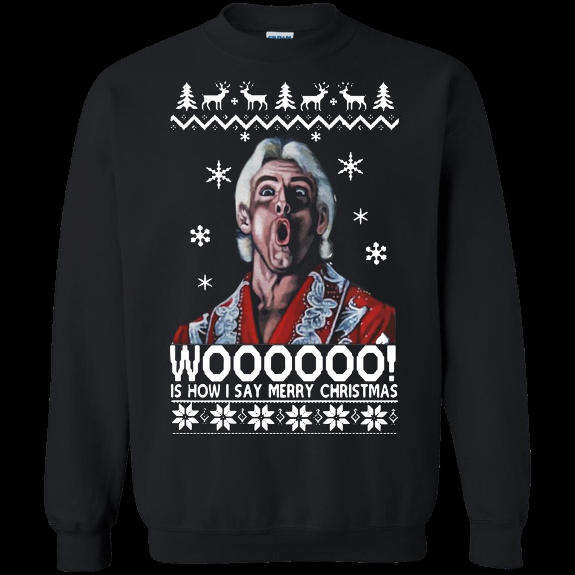 Green Ric Flair Woo Christmas Shirt Sweatshirt