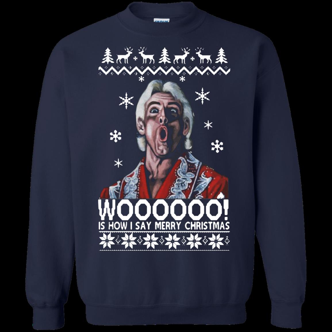 Green Ric Flair Woo Christmas Shirt Sweatshirt 1