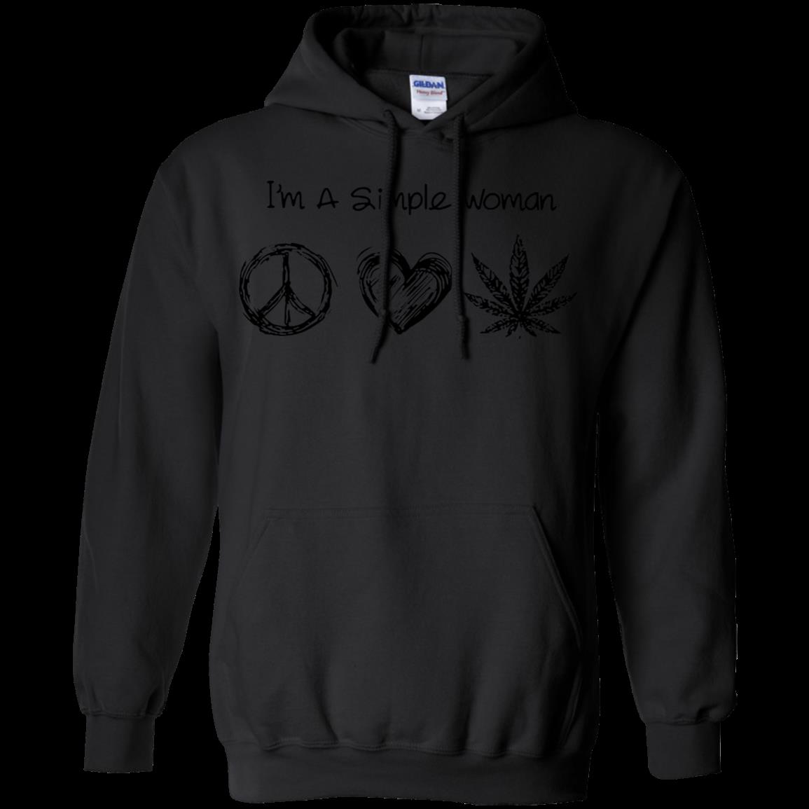 I’m Simple Woman Love Hippie, Heart And Weed Shirt Hoodie
