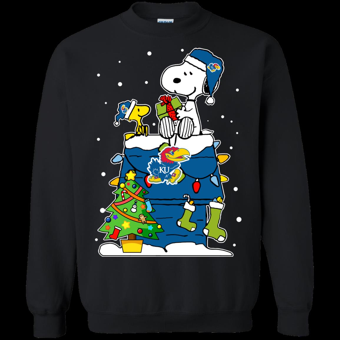 Kansas Jayhawks Ugly Christmas Sweaters Snoopy Woodstock Hoodies Sweatshirts