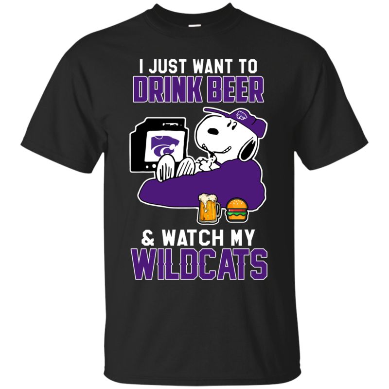 Kansas State Wildcats Snoopy Shirts Just Want To Drink Beer & Watch